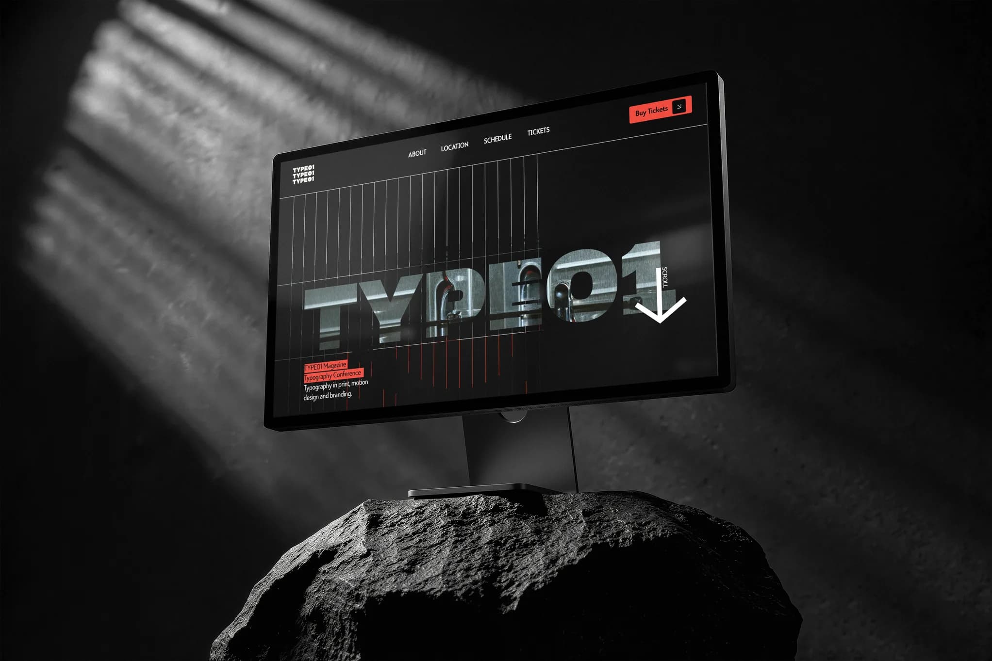 TYPE01 website on a monitor